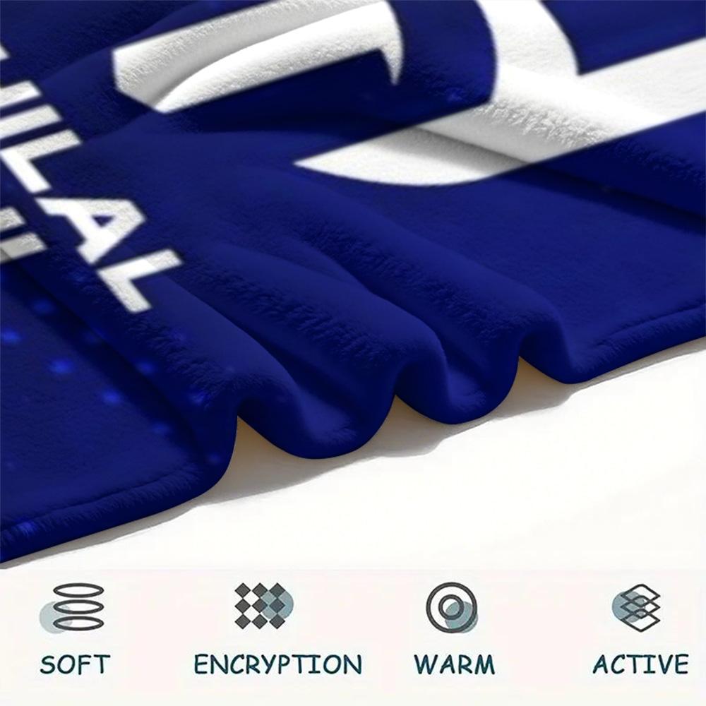 1Pc Al-Hilal Saudi Football Club Print Flannel Blanket High Quality Warm Comfortable Cover for All Seasons Perfect for Gifts Home Decor