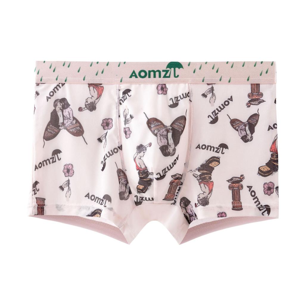 Мужские трусы-боксеры с сетчатым принтом, мужские летние прохладные дышащие четырехугольные короткие трусы-боксеры с головкой