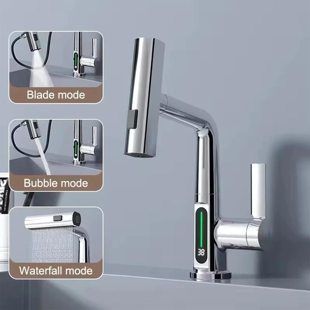 Ремонт ванной комнаты Смеситель с цифровым дисплеем Серый Удобная установка Универсальный дизайн смесителя Простая настройка