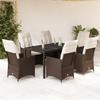 VidaXL Garden Dining Set and Cushions 7 Pcs Brown Rattan, Outdoor Dining Set 3276771