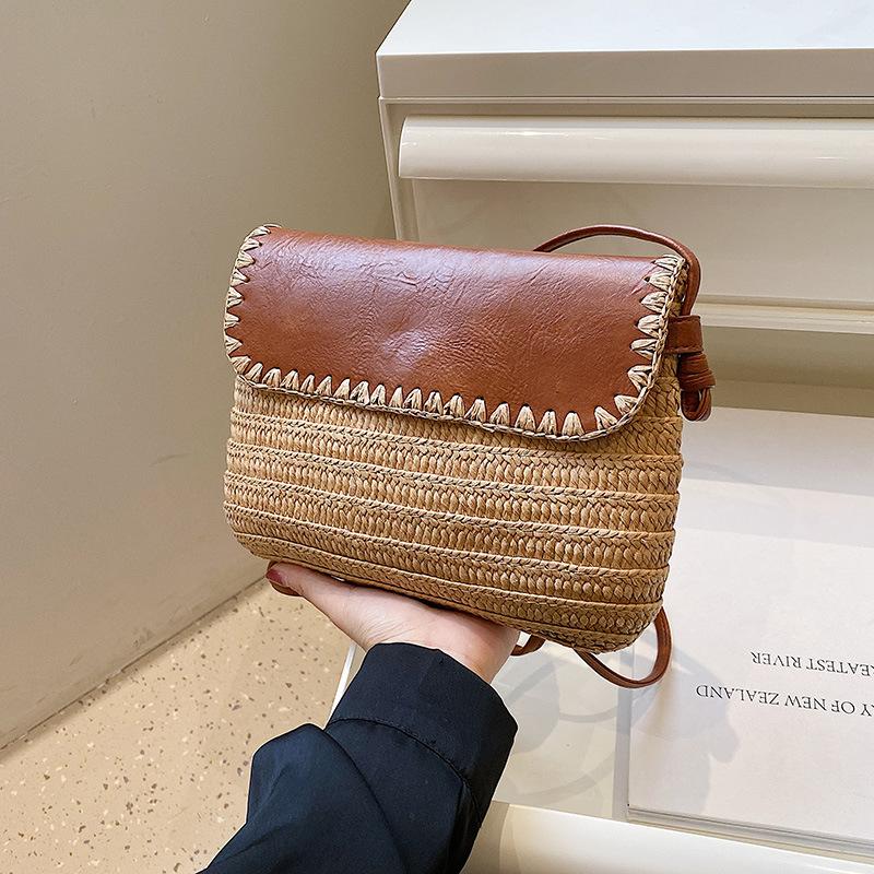 Повседневные соломенные сумки-седла через плечо женские летние сумки-мессенджеры из ротанга пляжные сумки
