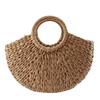 Women'S Wicker Handbag Semicircle Bags Totes Beach Straw Woven Rattan Bag Retro Rattan Bag Handknitting
