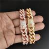 12mm Width Luxury Shiny Fashion Bracelet Hip Hop Link Chain Inlaid Rhinestone Bracelet