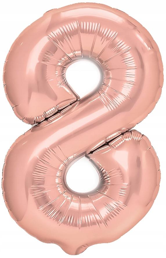 Balon Foliowy Cyfra Osiem 8, Różowe Złoto, 40 Cm