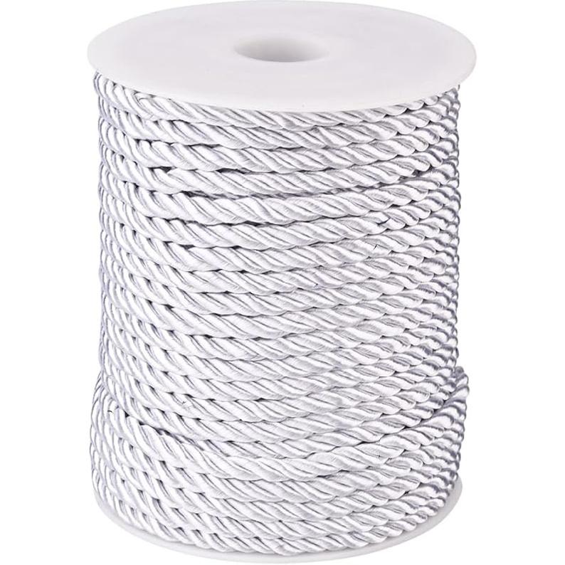 32.8 Yards Black Polyester Twisted Trim Cord Rope 5mm Twisted Decorative Cord Trim Thread String for Upholstery Curtain Tieback Honor Cord Home