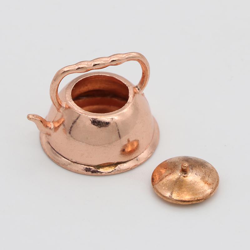 1:12 Dollhouse Miniature Bronze Frying Pan Pot Kettle Cooking Kit