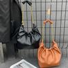 Monochromatic Leather Shoulder Bags for Women Soft Hobo Bag Simple Bags