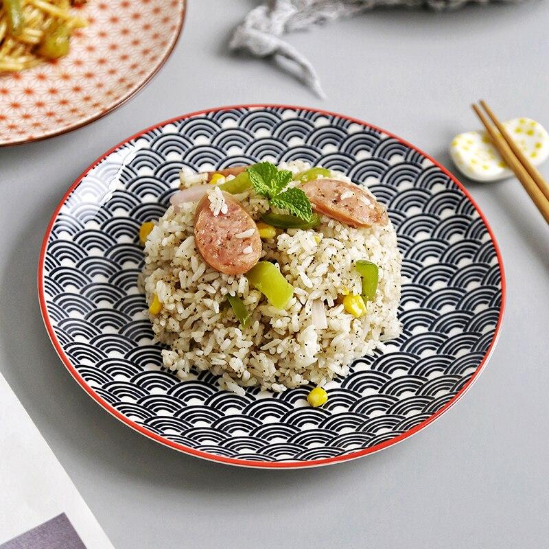 Hi Japanese Style 8 Inch Ceramic Under Glazed Vegetable Dinner Plate Simple Dessert Plate Household Small Steak Dish Food Container