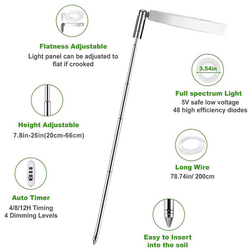 Лампы для растений для выращивания в помещении, лампа заполняющего света с имитацией солнца для цветов, светодиодные полноспектральные фитолампы с вращением на 360 градусов