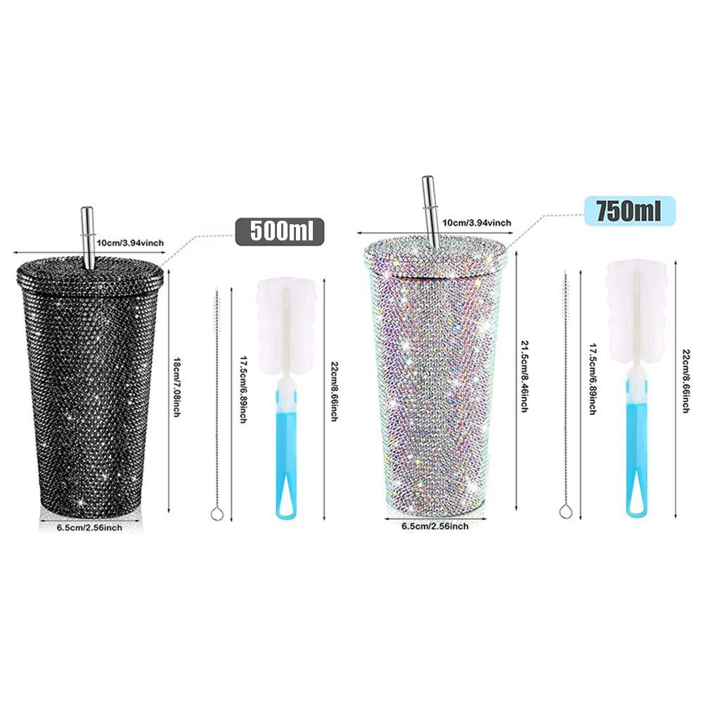 Insulated Glitter Coffee Cup Double Layer Stainless Steel Water Bottle Girl