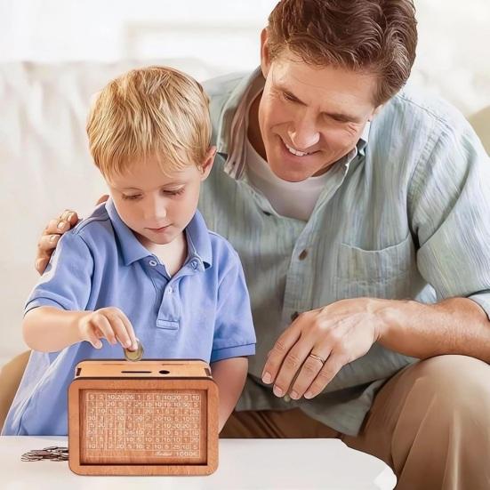 Wood Money Box with Counter Large Capacity Piggy Bank Coin Cash Container Kids Adults Money