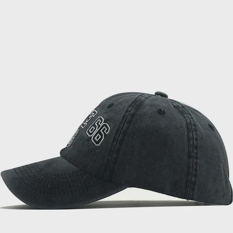 Summer Pure Cotton Old Washed Baseball Cap with Route 66 Embroidery - European and American Style Sun Hat