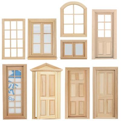 1:12 кукольный домик DIY двери окна мебель миниатюры DIY деревянная дверь аксессуары для кукольного домика ролевые игры игрушка для детей