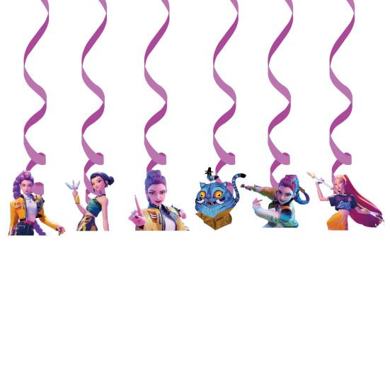 Birthday Party Decor Kit Themed Banner Cake Toppers & Spiral Balloons for K-POP Music Dance Theme Celebration Pink Girls Party Supplies