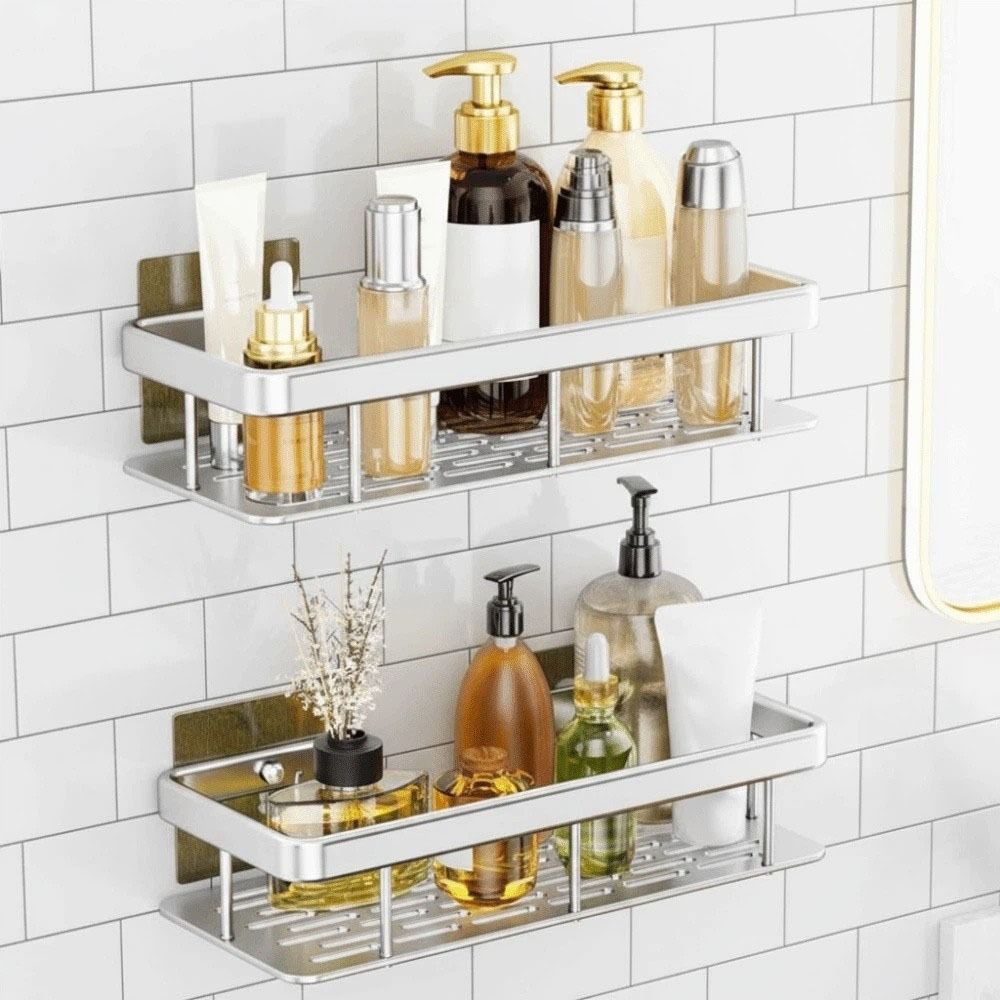 2Pcs Thicken Wall-Mounted Shelf Rack Rustproof Home Storage Organizer Bathroom Accessories
