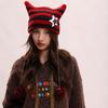 Y2K Cat's Ears Knitted Hat Star Warm Cap Fashion Slouchy Knitted Beanies  Cycling