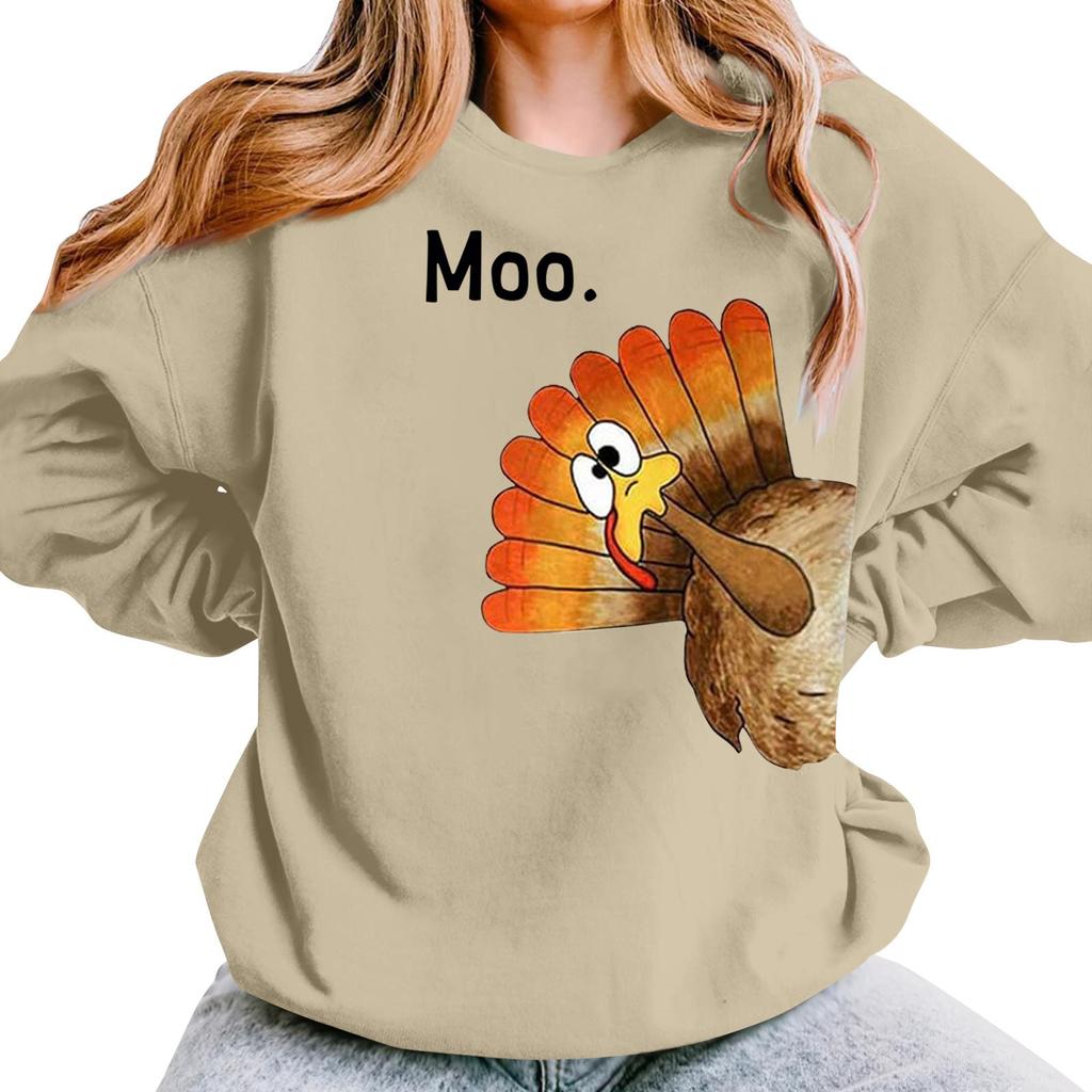 Женская повседневная мода День благодарения с принтом длинный рукав O-образный вырез пуловер толстовки