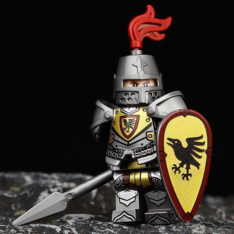Средневековая серия «Замок короля льва» фигурка рыцаря Черного ястреба VP111-116, строительный блок для сборки рыцаря-дракона и подземелья