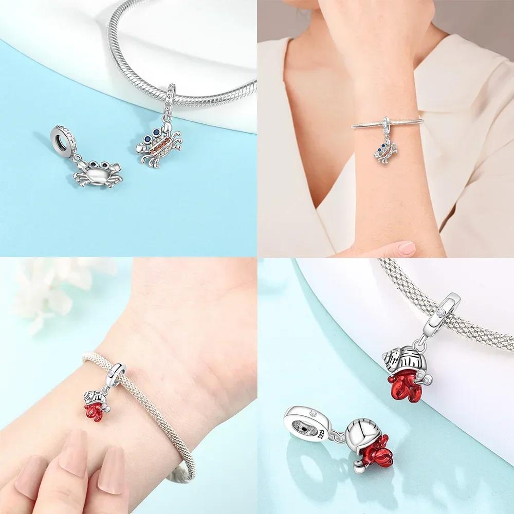 Exquisite Pendants Woman Gift Shell Luminous Beads Crab Octopus Copper Charms Fit Original Bracelet Diy Jewelry Making