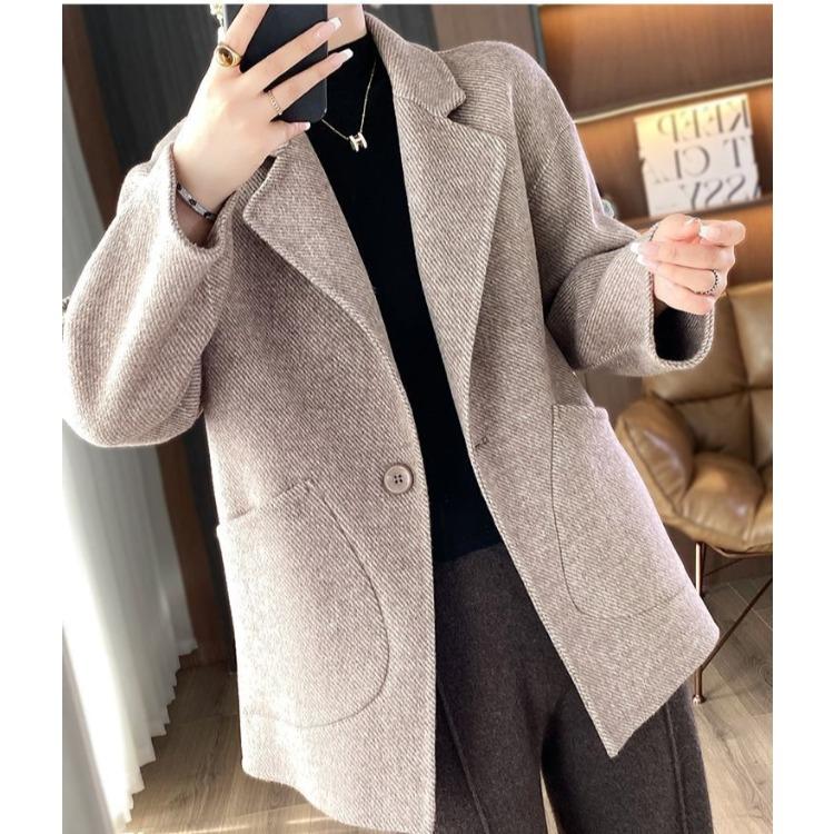 Winter Wool Coat for Women Loose Fit Tweed Jacket Oversized Warm Outerwear