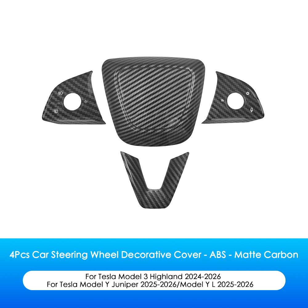 Heenvn Car ABS Steering Wheel Panel Decoration Cover Decal For Tesla Model 3 Highland Model Y Juniper Model YL 2026 Accessoires