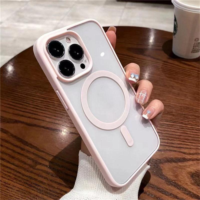 Прозрачный магнитный чехол для беспроводной зарядки Magsafe для iPhone 15 14 13 11 12 Pro Max X XR XS, силиконовый бампер, прозрачный жесткий чехол для ПК