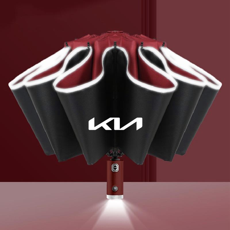 Car Fully Automatic Umbrella LED Flashlight UV Umbrellas For KIA sportage cerato Optima K2 K3 K4 K5 rio soul stonic Accessories