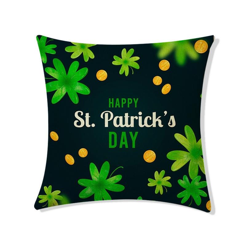 St. Patrick's Day Pillow Home Waist Pillow Four-leaf Clover Sofa Cushion Cover Pillow Cover