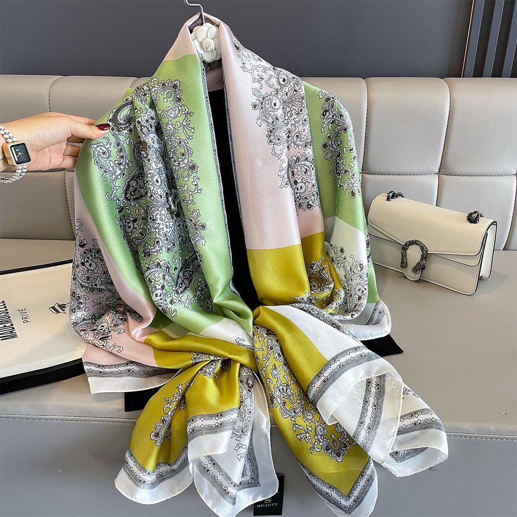 Женские 180*90 см модные красивые мягкие шелковые шарфы женские женские шаль хиджаб накидка платок бандана кашне пляжное парео