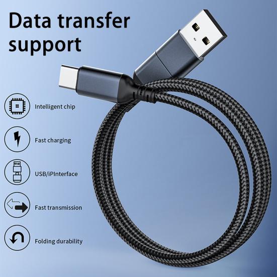 Type-C Data Cable 2-In-1 Mobile Stable Output Fast Portable 3A Plug Charging 1.2M Phone Charger Usb-C