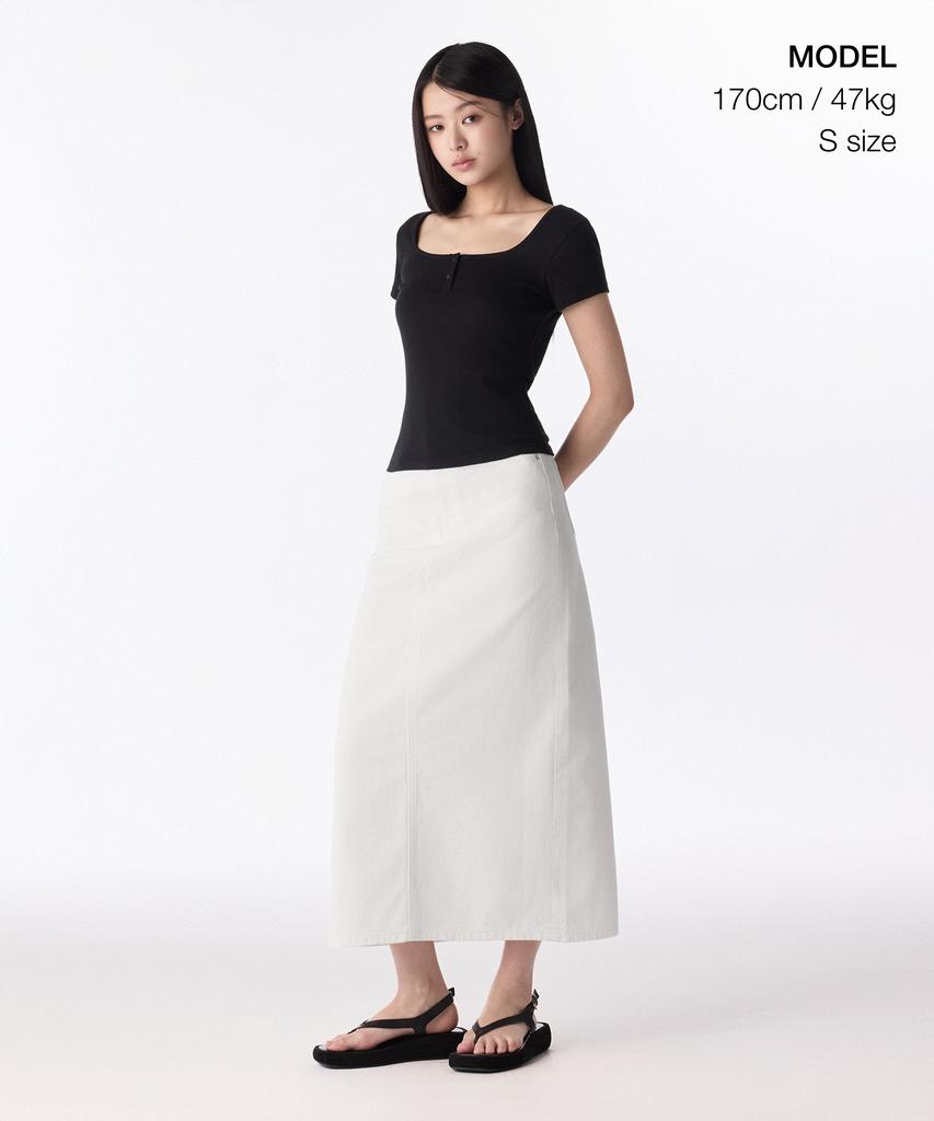 Musinsa Standard Woman Women'S Denim Maxi Skirt [White]