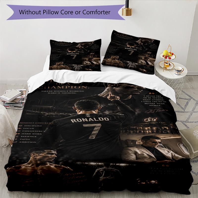 Ronaldo's Celebration Moment Bedding Set, Breathable Duvet Cover with Pillowcases, Soft Bed Linen for Bedroom Home Decoration, Perfect Festival Birthd