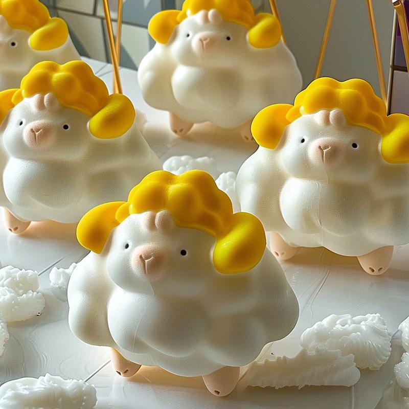 3D Sheep Shape Jelly Mold Kitchen Baking Mould Candle Silicone Mold Diy Cute Sheep Diffuser Stone Handmade Soap Handmade Gift