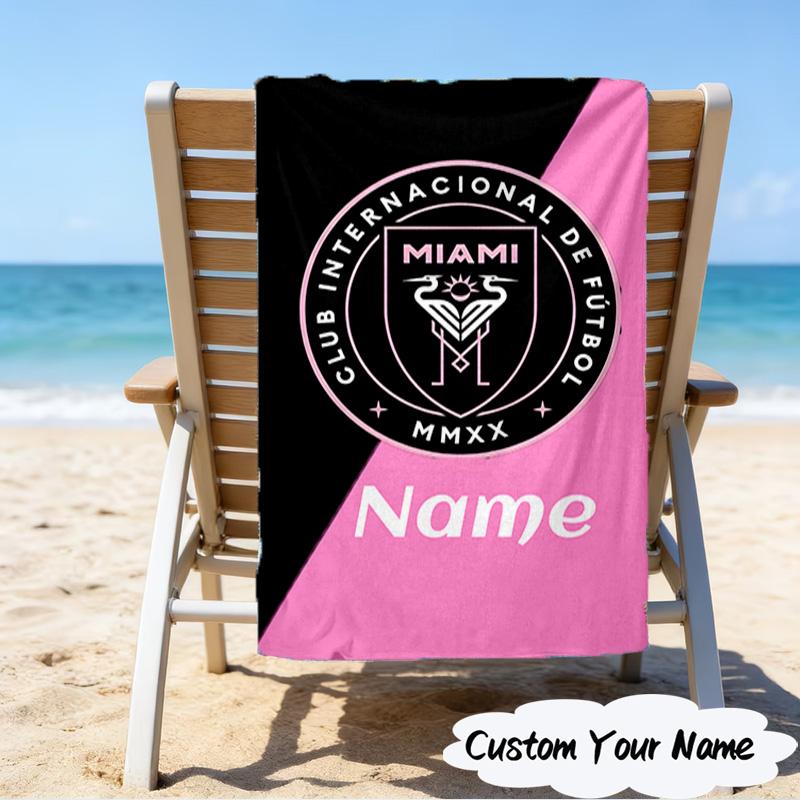 1PC Custom Name Beach Towel International Football Club Beach Towel, Suitable for Camping, Travel, Beach Accessories, Super Absorbent, Family Gift