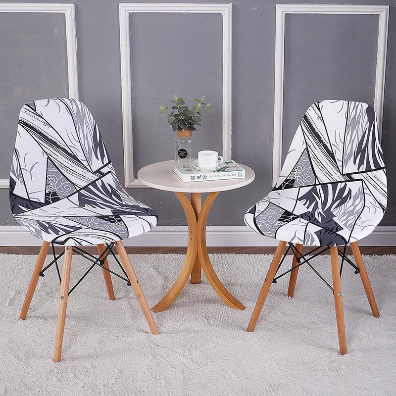 Новый стиль, чехол на стул в виде ракушки с принтом, эластичный чехол для кухни, безрукий, чехлы на обеденный стул, моющийся эластичный чехол на сиденье для банкета, дома