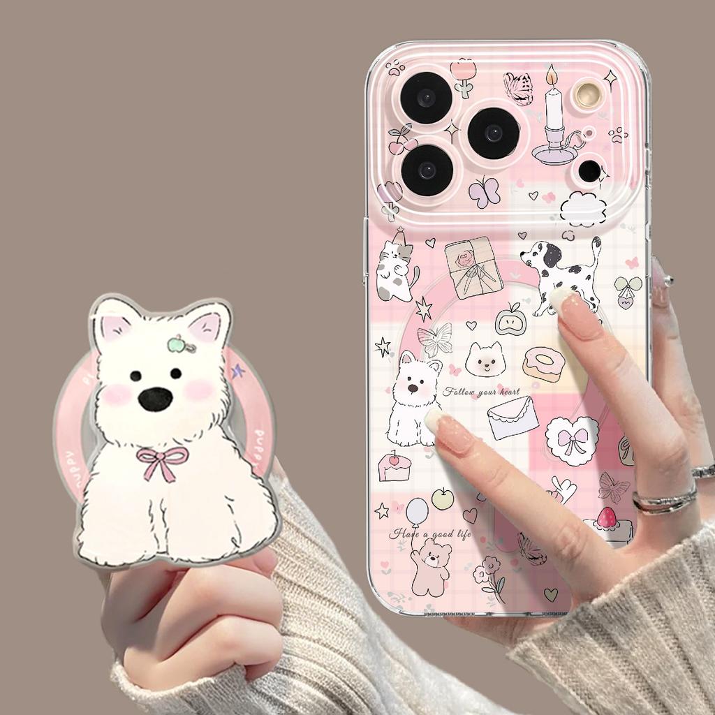 Применимо к чехлу для мобильного телефона iphone17 с подставкой 16pm маленький зверь 15/14 магнитное притяжение 13 apple 12 мультфильм 11 комплекты