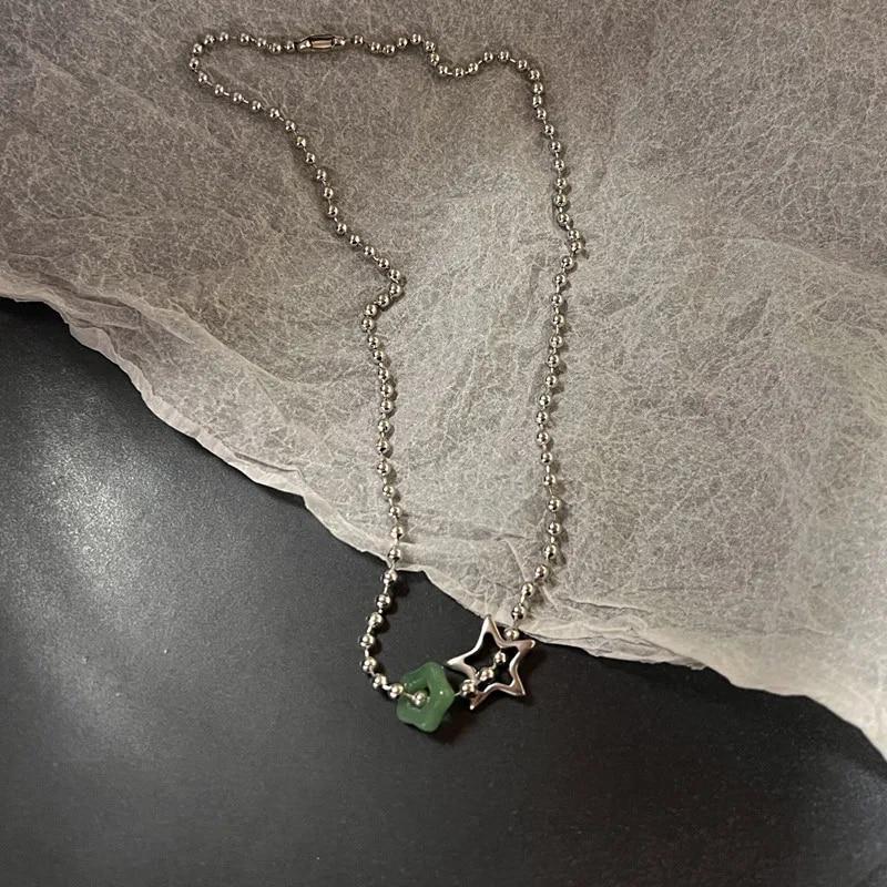 Винтажное модное кожаное ожерелье с подвеской в ​​виде звезды для женщин и мужчин, ювелирные изделия цвета антикварного серебра, аксессуары Y2k, эстетика
