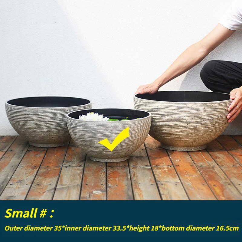 Непористый Кувшинка Лотос Горшок Медная Монетка Трава Денежная Трава Цветочный Горшок Пластик Имитация Камня Очень Большая Чаша Горшок для Лотоса