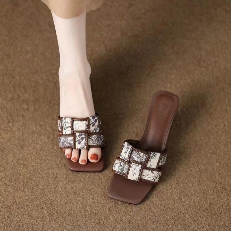 Woman Slippers Heeled Open Toe Slides Retro Shoes for Women Top Designs On Offer Easy Wears Unique Low Price Summer Sandals Sale