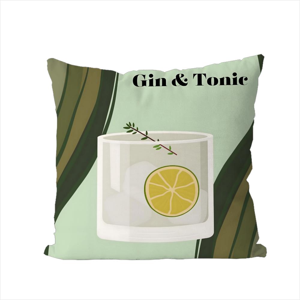 Gin Tonic Cocktail Painting Pillow Case For Car Sofa Decorative Home Doublesided Print Plush Square Throw Pillow Cushion Cove