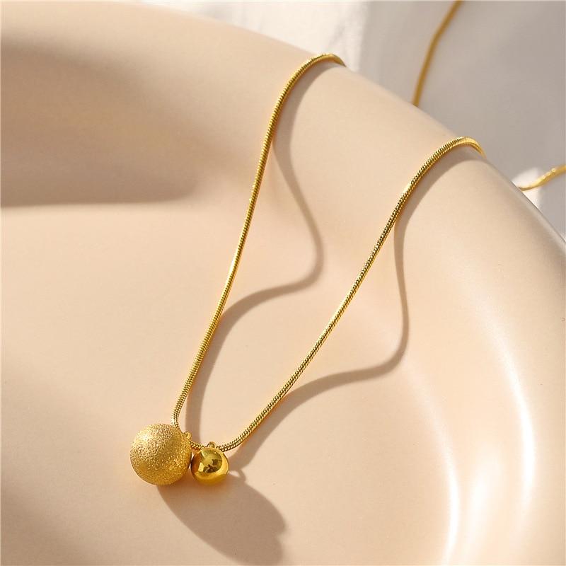 Новое золотое круглое колье из нержавеющей стали с матовым шаром, ювелирные изделия, кулон в виде змеиной цепи, ожерелья для женщин