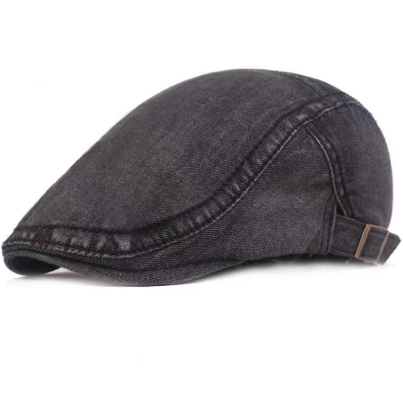 Simple Washed Denim Berets Hat Men Women Spring Summer Peaked Flat Cap Artist Duckbill Hat Casual Herringbone Newsboy Cap