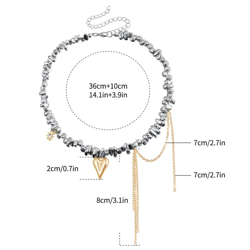 Trend Accessories Simple Exquisite Love Fringe Pendant Irregular Beaded Necklace For Women Holiday Gifts Alloy Jewelry
