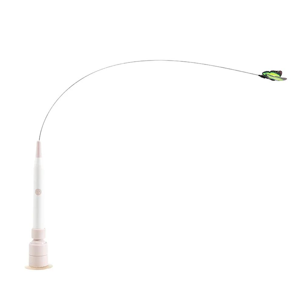 Switchable Butterfly Pattern Cat Teasing Stick Interactive Toy Removable Handle Automatic Cat Teaser 360° Swivel