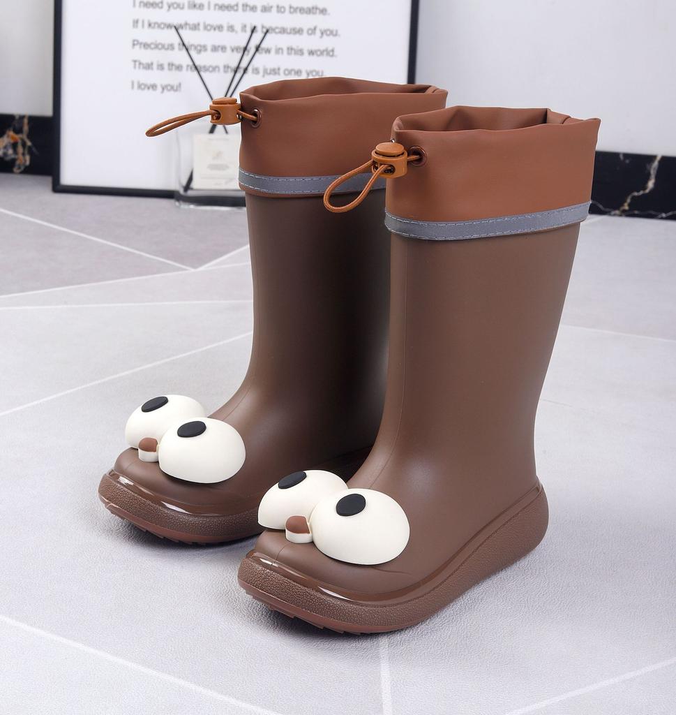Большие глаза детские дождевики для девочек мальчиков учеников начальной школы симпатичные нескользящие водонепроницаемые теплые хлопковые модные средние резиновые сапоги