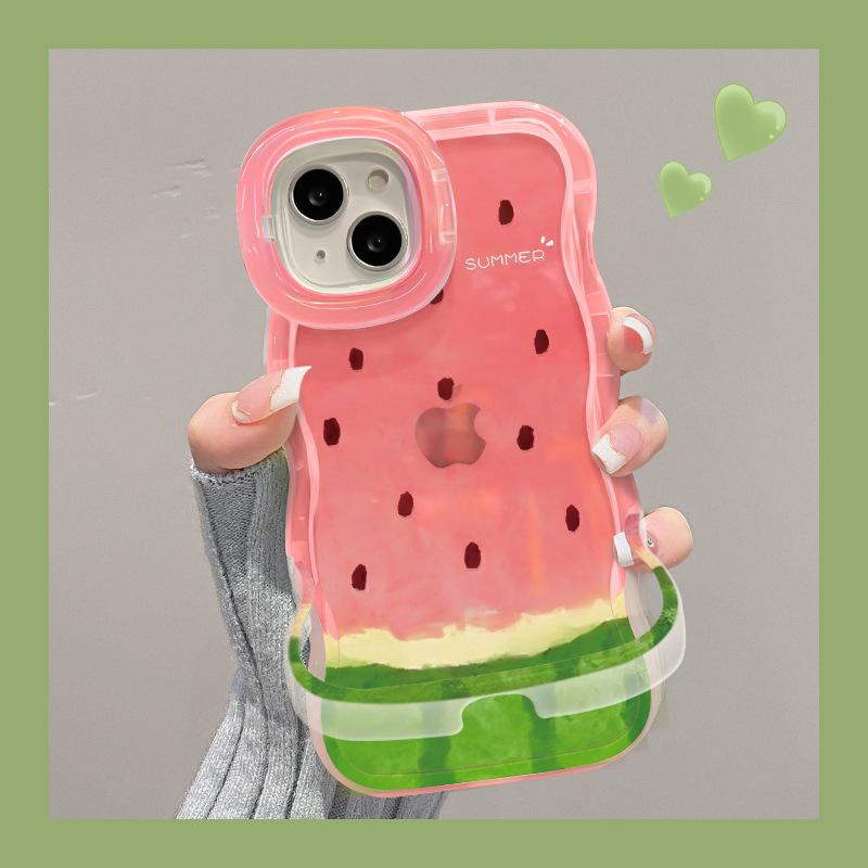 Подходит для чехла для мобильного телефона Apple 15 IPhone 14 Летний Арбуз 13 Волнистый край 12 Невидимый Двойной кронштейн 11promax