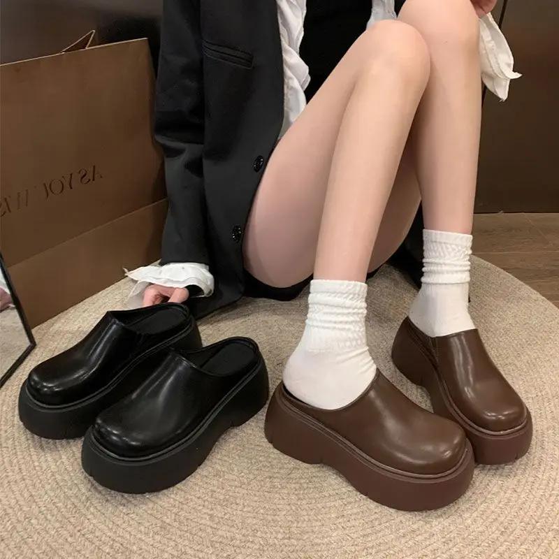 Модные балетки на платформе, туфли-мюли, женские туфли-слингбэки, дизайнерские фэшн-сандалии, новые повседневные шлепанцы для ходьбы, женские