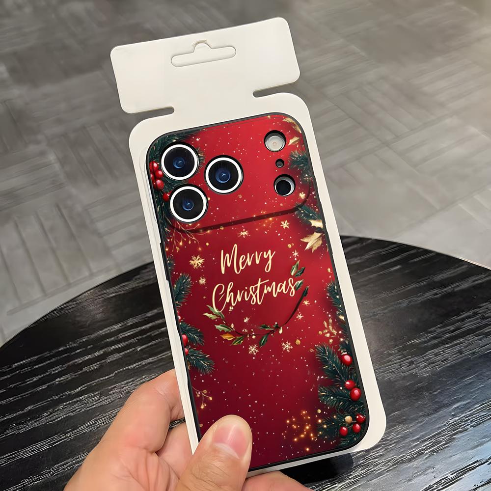 Чехол для телефона 'Рождественская елка' для IPhone 17 Air 16 E Pro Max 15 14 13 Mini 12 Pro 11 Max Plus Черный Мягкий