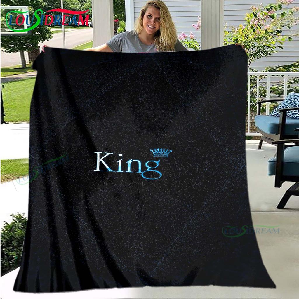 Hot Pattern KING and QUEEN Pattern Blanket Flannel Thin Blanket Portable Home Travel Office Lunch Break Blanket Birthday Gift