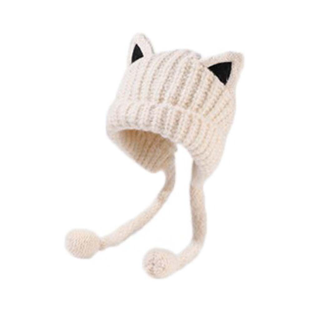 Ветрозащитная шапка с медвежьими ушками и кисточками, зимняя шапка-бомбер, вязаная шапка с кошачьими ушками для отдыха, уличная одежда